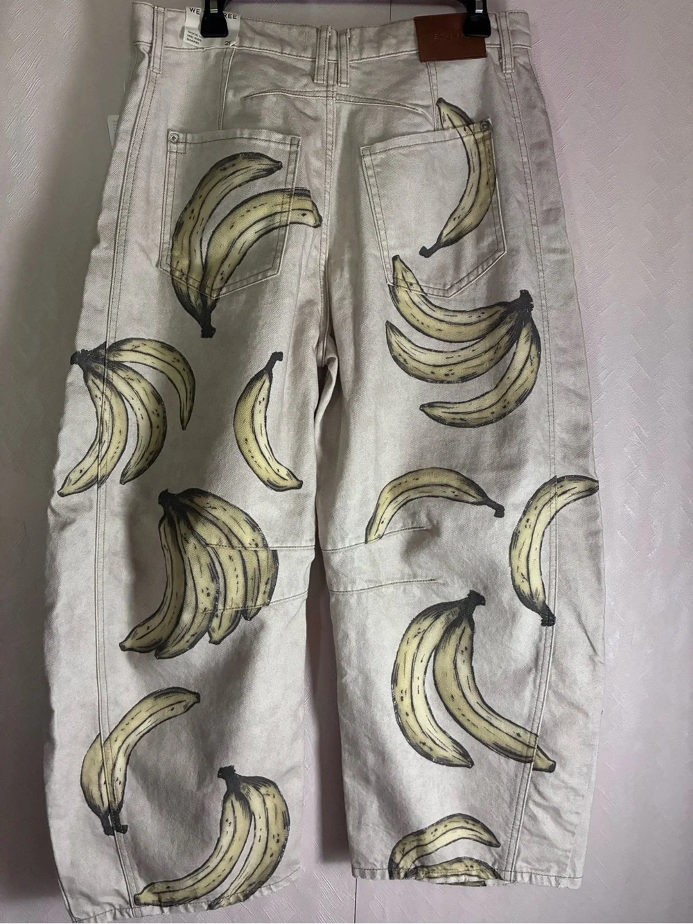 Free People We the Free Good Luck Printed Barrel Jeans